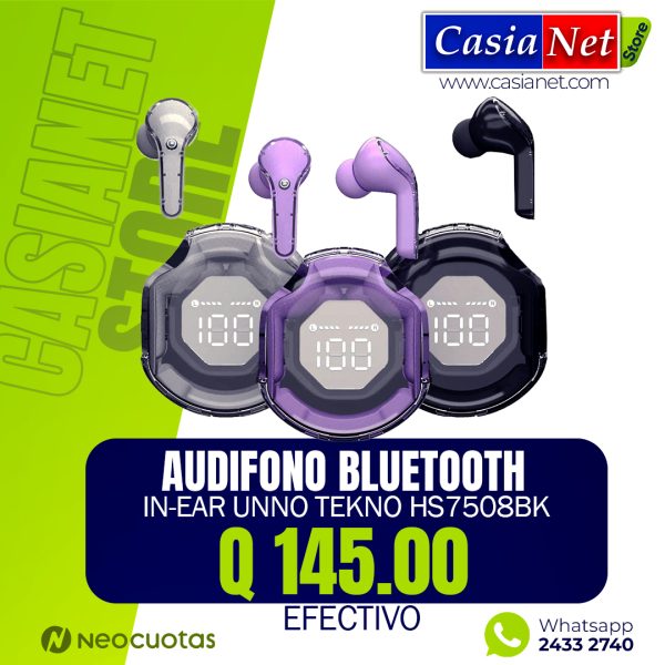 Audífonos In-Ear Unno Tekno HS7508BK Bluetooth Colores TWS con Micrófono