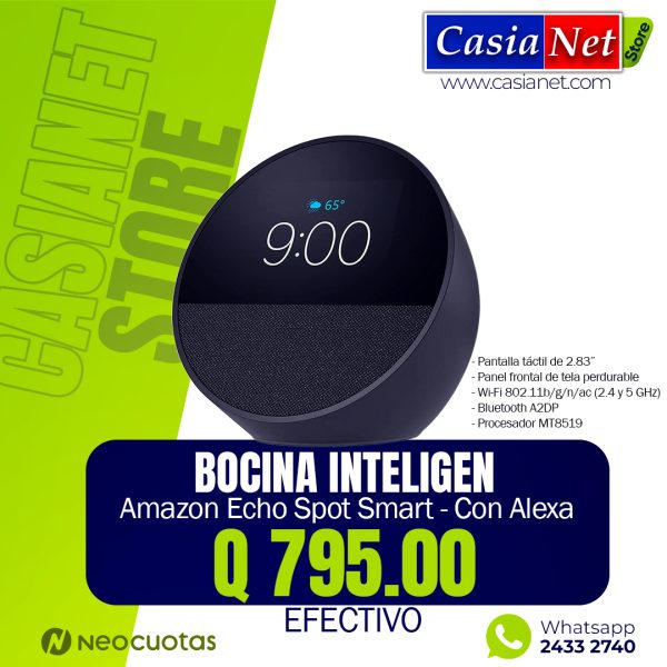 Bocina Inteligente Amazon Echo Spot Smart Negro Con Alexa