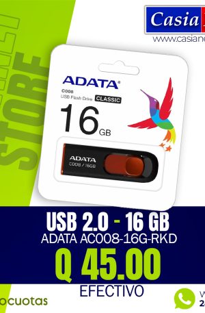 Memoria USB ADATA 16GB Ac008-16G-Rkd 2.0