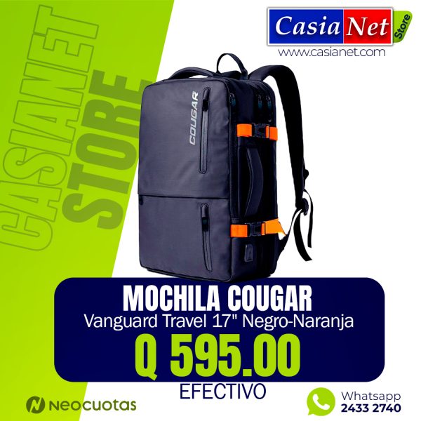 Mochila Cougar Vanguard Travel 17" Negro-Naranja