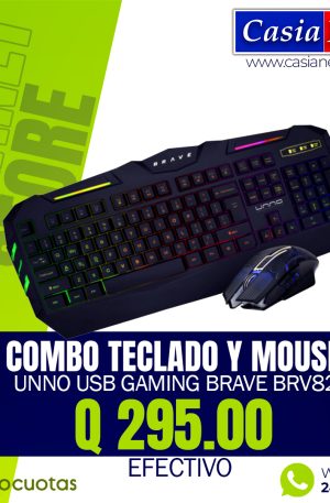 Teclado y Mouse Gaming Alámbrico Unno Tekno Brave Negro Inglés