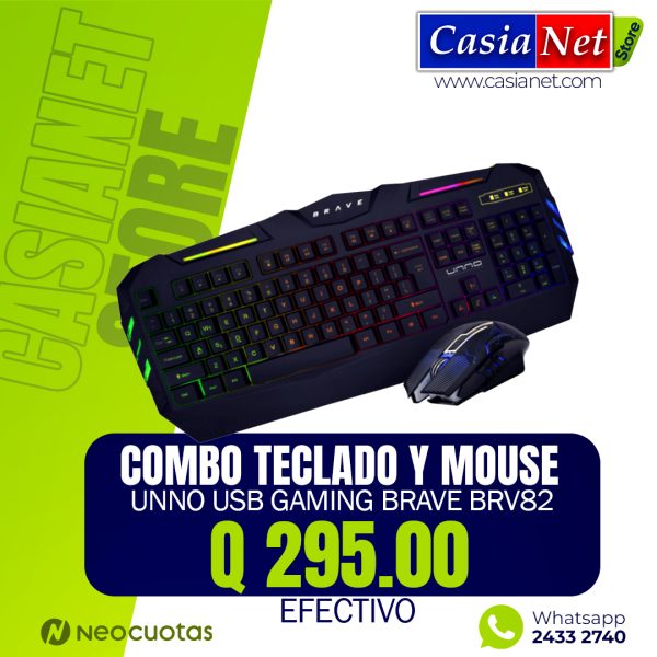Teclado y Mouse Gaming Alámbrico Unno Tekno Brave Negro Inglés
