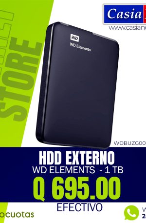 WD ELEMENTS Almacenamiento portátil WDBUZG0010BBK - Disco duro - 1 TB