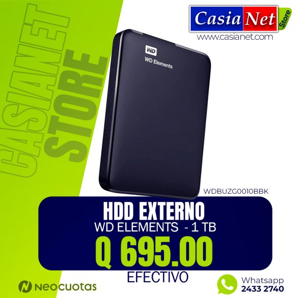 WD ELEMENTS Almacenamiento portátil WDBUZG0010BBK - Disco duro - 1 TB